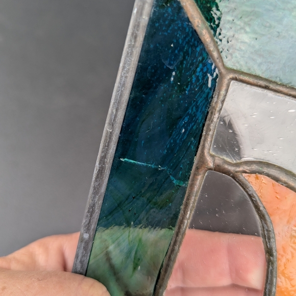 Stained Glass Tulip Panel - Orange and Green - Picture 3 of 5